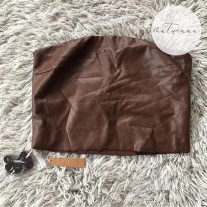 SKIMS Brown Leather Crop Top